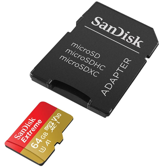SanDisk Extreme Micro SD micro SD Card Mini 64 GB High Speed U3 V30/ Card Adapter