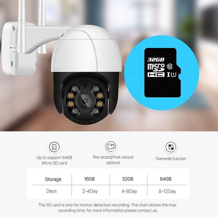 2 MP WIFI Camera Outdoor IP Camera 1080p Speed Dome CCTV Security Camera/32 gb